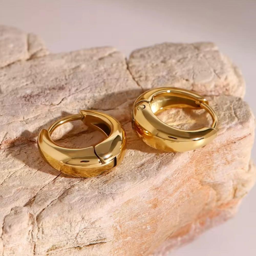Stainless Steel 1 Pair Minimalist Huggie Hoop Earrings For Women Gold Color Tiny Round Circle 8/10/12mm Punk Unisex Rock Earring