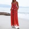 Women's Christmas Print Solid Wide Leg Strapless Tank Pocket Casual Onesie