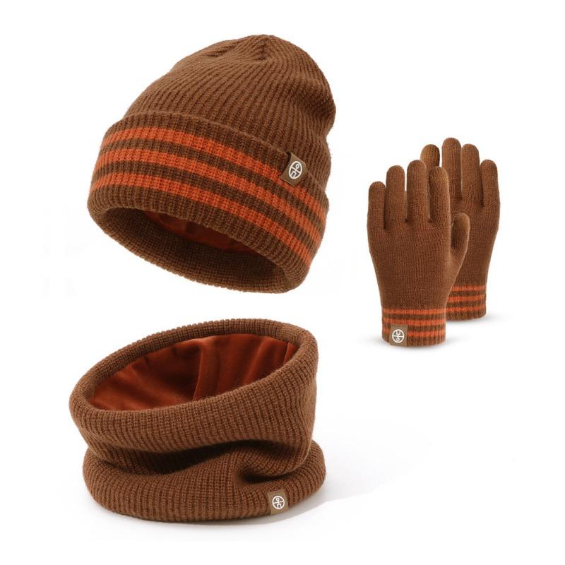 Winter children's hat gloves scarf three-piece set medium and small children's warm baby hat children's gloves women