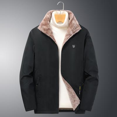 Men's Casual Fleece-Lined Jacket - Warm, Loose Fit with Stand Collar for Fall & Winter, Plus Sizes Available