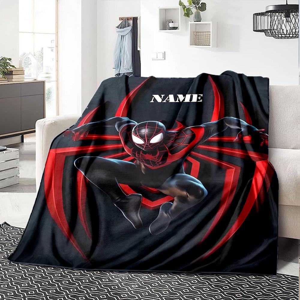 Customiz Name Personality Spider-Man Blanket Soft &Warm Sofa Office Bed Travel Lunch Break Blanket, Gift Suitable All Seasons
