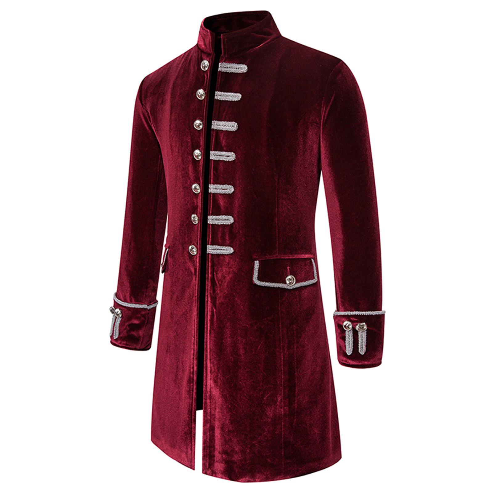 Vīriešu samta mētelis Vienkrāsains Steampunk Viktorijas