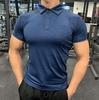 Manatsulife Short Sleeve Polo Solid Slim Stylish Training Wear Men's Shirt, Moisture-Wicking, Quick-Drying, Color, Stretch, Fit, (Navy, L)