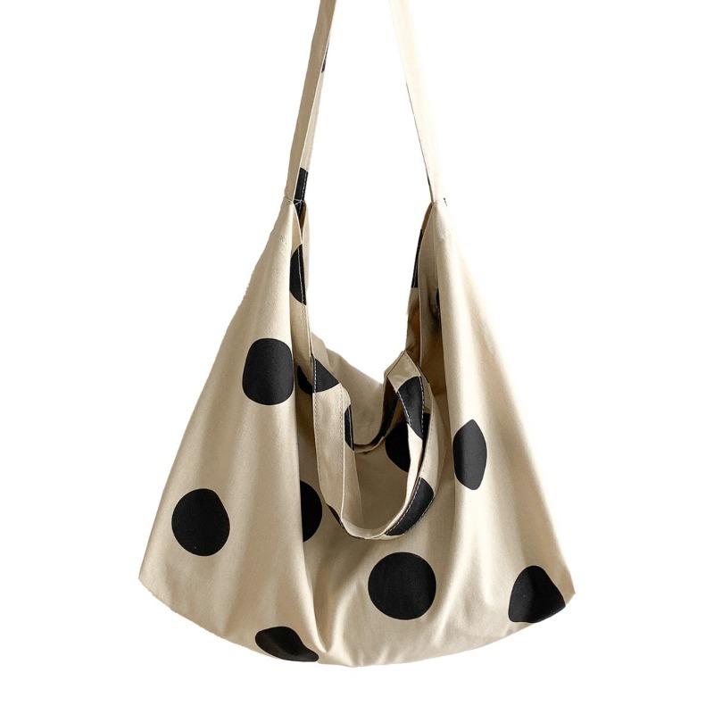 Summer Women's Bag Polka Dot Original Design Canvas Bag Women Lazy Wind Trend Large Capacity Tote Bag Women