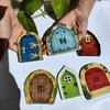 6Pcs Miniature Garden Fairy Door Gnome Elf Figurines Window Door Home Garden Ornaments Art Sculpture Tree House Door Statue