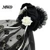 Halloween Costume Accessories Witch Hat with Rose for Women, Gothic Vintage Mini Wizard Spooky Party Decorations Headpiece Veil Costume, Dress