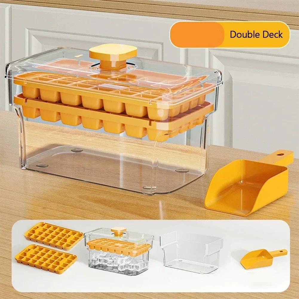 34/68 Grids Easy Press Release Ice Mold Ice Cube Tray With Lid And Storage Box Seal Reusable Freezer Ice Making Tool