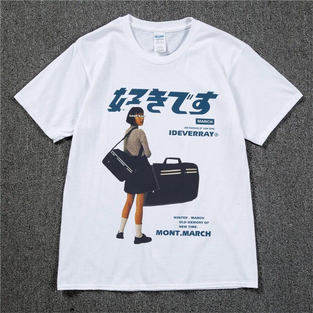Hip Hop Streetwear Harajuku T Shirt Mädchen Japanische Kanji Drucken T-shirt 2022 Unisex Sommer Kurzarm T-Shirt Baumwolle Lose Tops tees