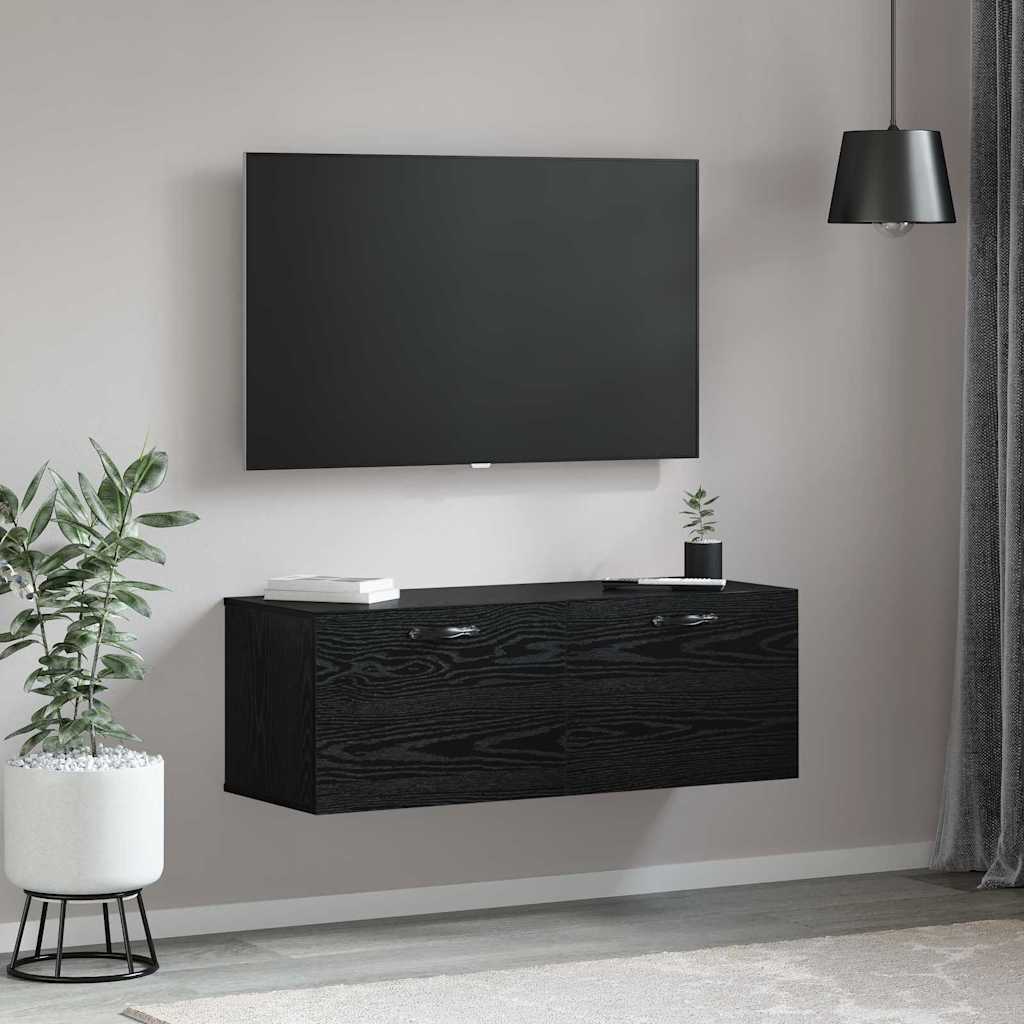 Wall Mounted Cabinet Black Oak Effect 100 x 36.5 x 35 cm