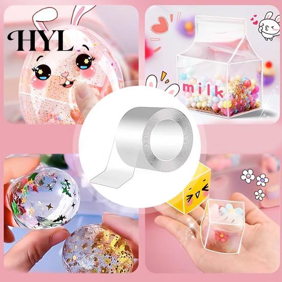 Funny Nano Bubble Tape 1 Set 300CM Toy with Straw Charm Sticker Inflator High Elasticity Tweezer Adhesive Stress Relief DIY Craft Making Kit Children