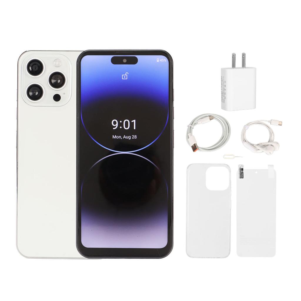 Unlocked Cell Phone 4G 6.7 Inch HD Capsule Screen 8GB RAM 256GB ROM 16MP Front 32MP Rear Camera Face Recognition