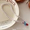 Collier perle fraise rouge dopamine chaîne de clavicule à boucle avant niche féminine chaîne de cou mignonne enfantine