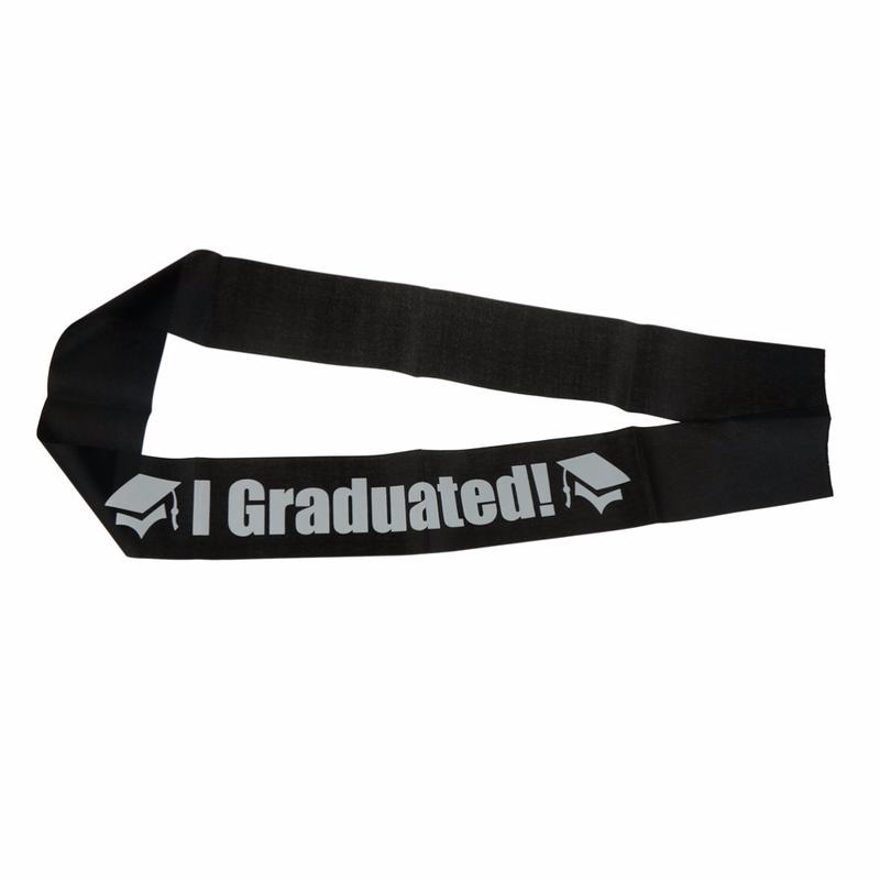 

1PC Black White I Graduated Satin Sash Single Sided Graduate Celebration Party Photo booth Props чорний