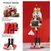 38CM Christmas Nutcracker Wooden Nutcracker Ornament Lift The Plate Soldier Figure Doll Toy Home Office Desktop Decoration Gift