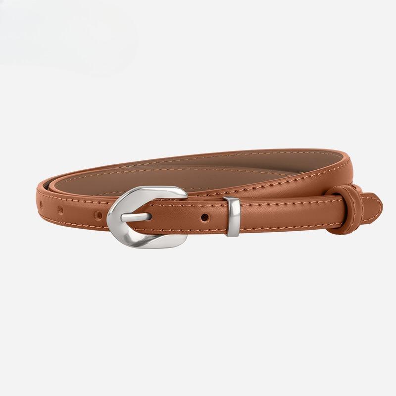 Genuine Leather Women's Thin Belt Cowhide Retro Women's Ins Style Jeans Decorative Women's Belt