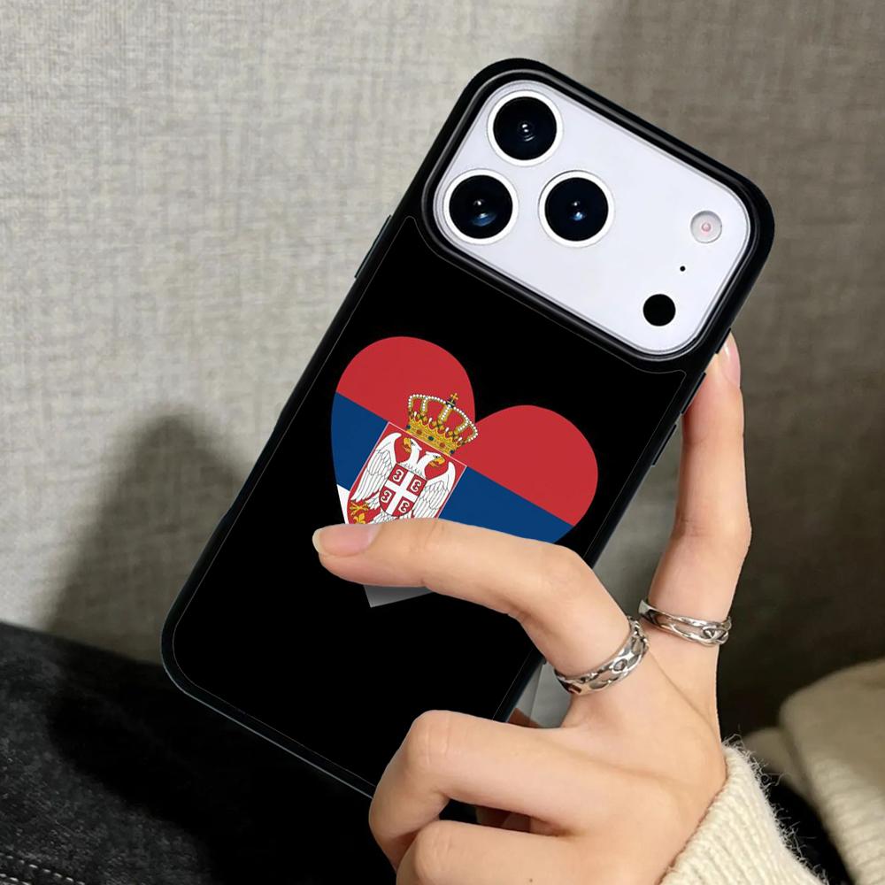 Capa Case for iPhone 17 Air 16 Pro Max 15 Plus 11 13 Mini 14 12 Back Phone Cover Flag of Serbia Serbian