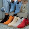 Women'S Fashionable Ankle Boots - Pointed Toe, Mid-Heel, Zipper Closure, All-Season Comfort, Fabric Upper/Insole/Shoe Pad, Non-Slip TPR Sole