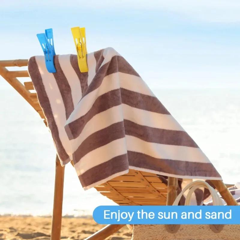 4-24Pcs Beach Towel Clips Chair Clips Towel Holderplastic Clothes Pegs Hanging Clip Clamps Yellowbluegreenred
