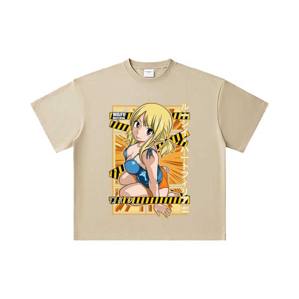 260 GSM Double Yarn 32 Count 100% Cotton Fairy Tail V1 Lucy Waifu Print Unisex Heavy Cotton T Shirt