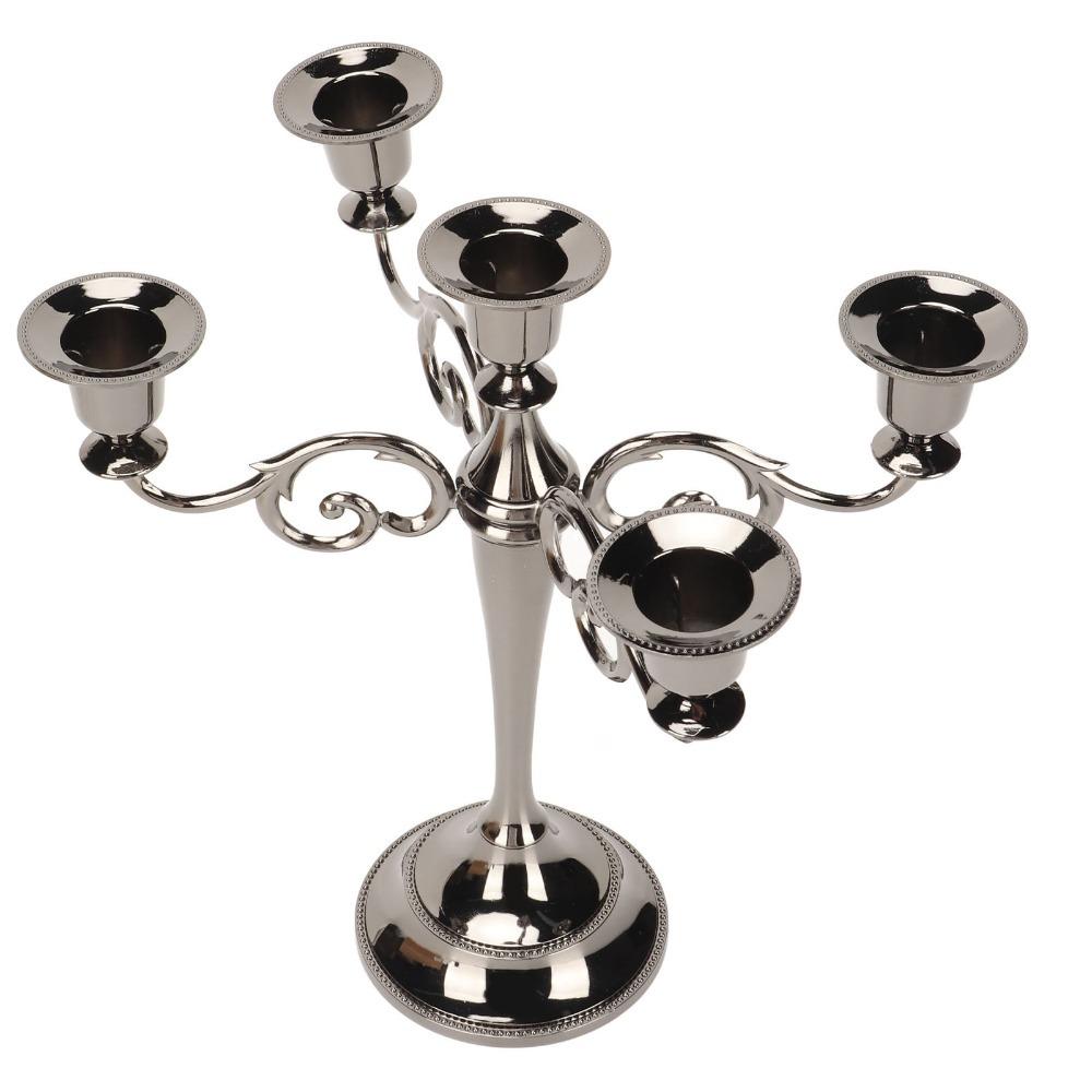 11pcs Polished Finish Metal Candelabra 5 Arms Black Candle Holder Gothic Candle Holder Home Decor