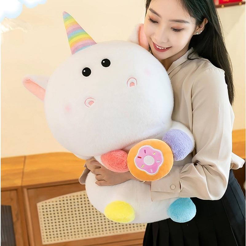 Adorable White Unicorn Plush Doll With Romantic Charm Perfect For Gifts And Home Decor