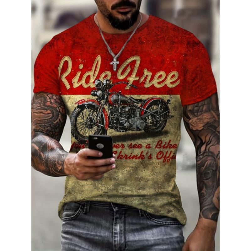 Color Block Splash Ink 3D Print Men's Trendy Sports Short Sleeve Crew Neck T-shirt, Summer Outdoor