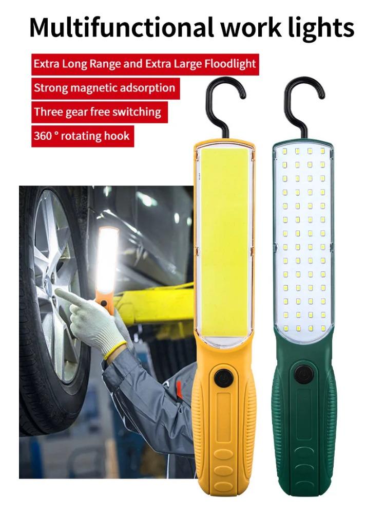 Strong LED COB Work Light Handheld Floodlight USB Rechargeable Portable Camping Repair Emergency Flashlight with Magnet Hook