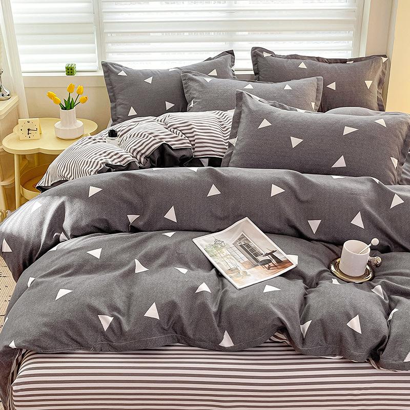 Bed Sheet Bedding Four-piece Set Thickened Brushed Quilt Cover Bed Dormitory Bedding Quilt Cover