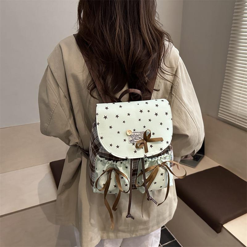 New Niche Retro College Style Backpack Bag Women's Lace Bow Fashion Versatile Small Backpack