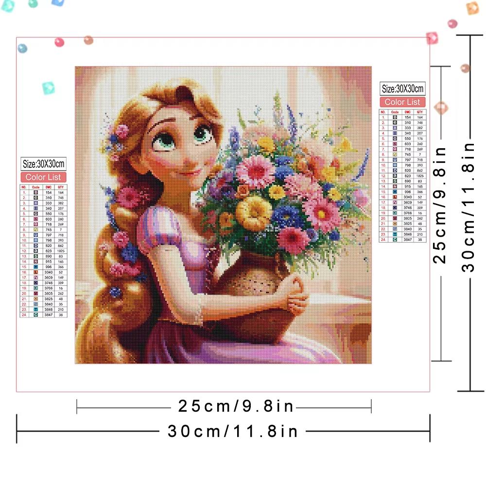 Diamond Embroidery Rapunzel Cinderella Cross Stitch Mosaic Princess Picture of Rhinestones Painting Handmade Gift