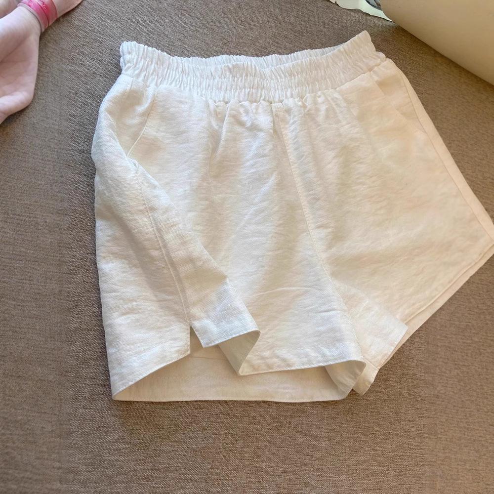 American Retro High Waist White Casual Wide-Leg Women's Shorts