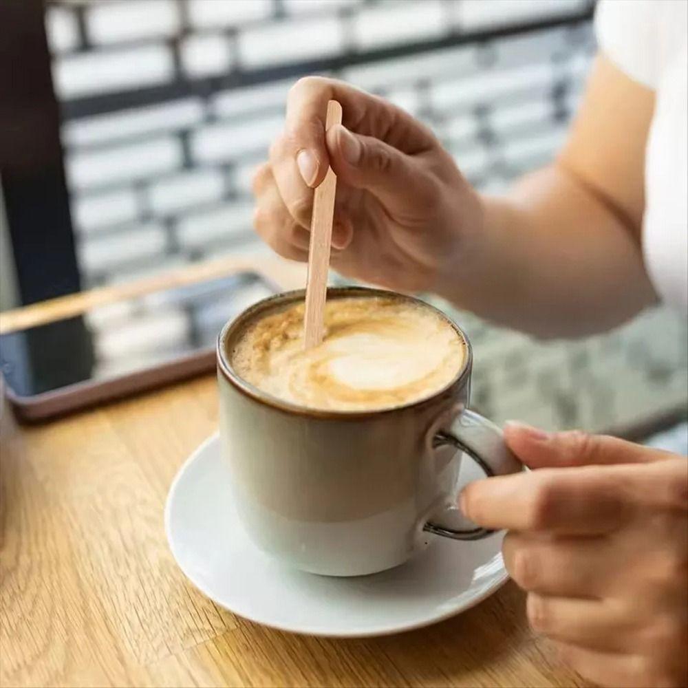 100Pcs 14/18cm Coffee Stirrer Sticks Disposable Single Package Wooden Coffee Stirrers Drinking Stir Ice Cream Hot Cold Drinking