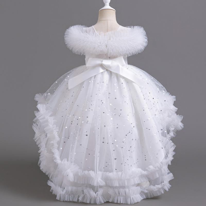 Girls Puffy Princess Dress Flower Girl Wedding Piano Performance Formal Dress