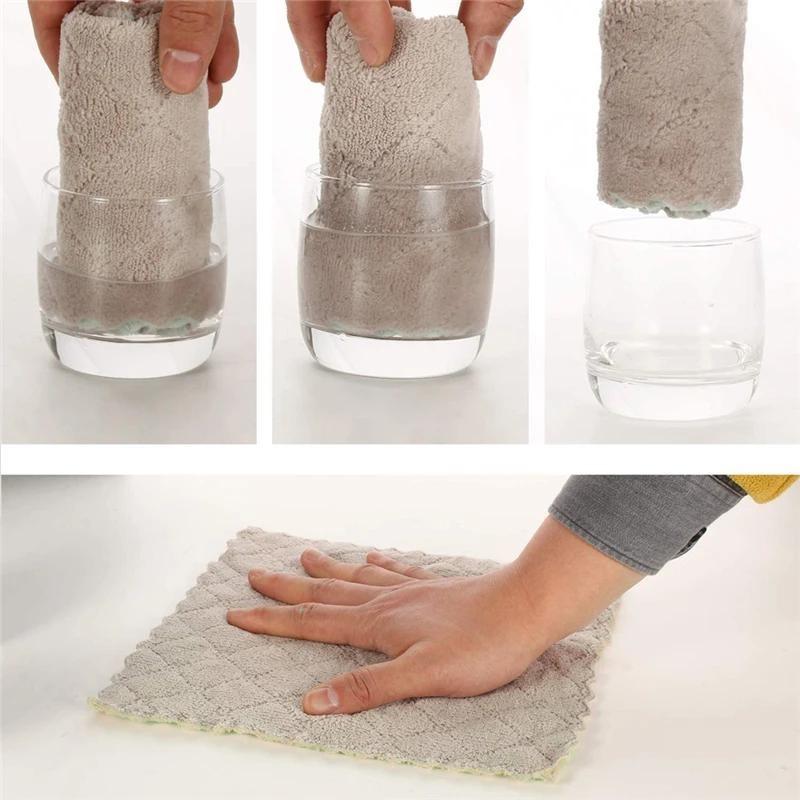 10/pcs Microfiber Kitchen Cloth Dish Towels Super Absorbent Coral Velvet Dishtowels Nonstick Oil Washable Fast Drying