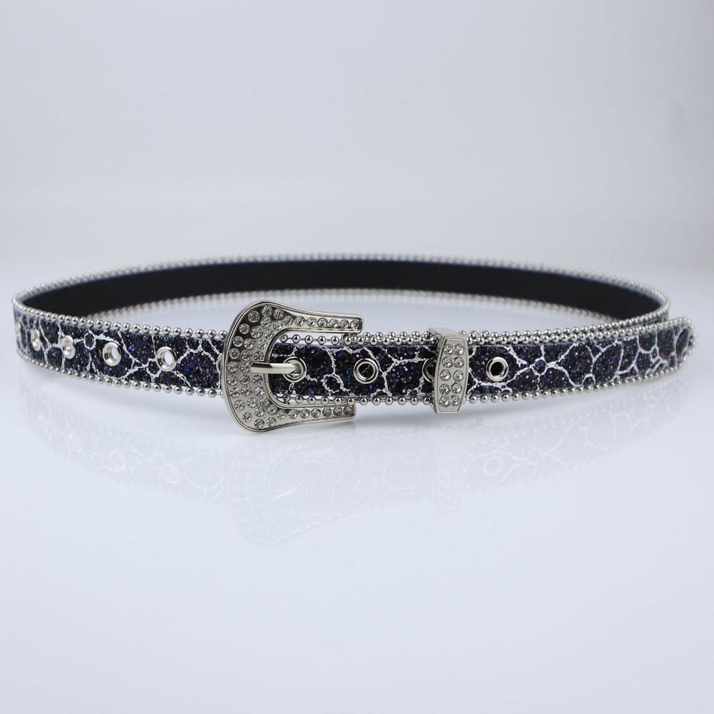 Shinning Rhinestone Belts for Y2k Girls Adjustable Pin Buckle Belt for Cowboy Cowgirl Teens Female Jeans Skirt Waistband
