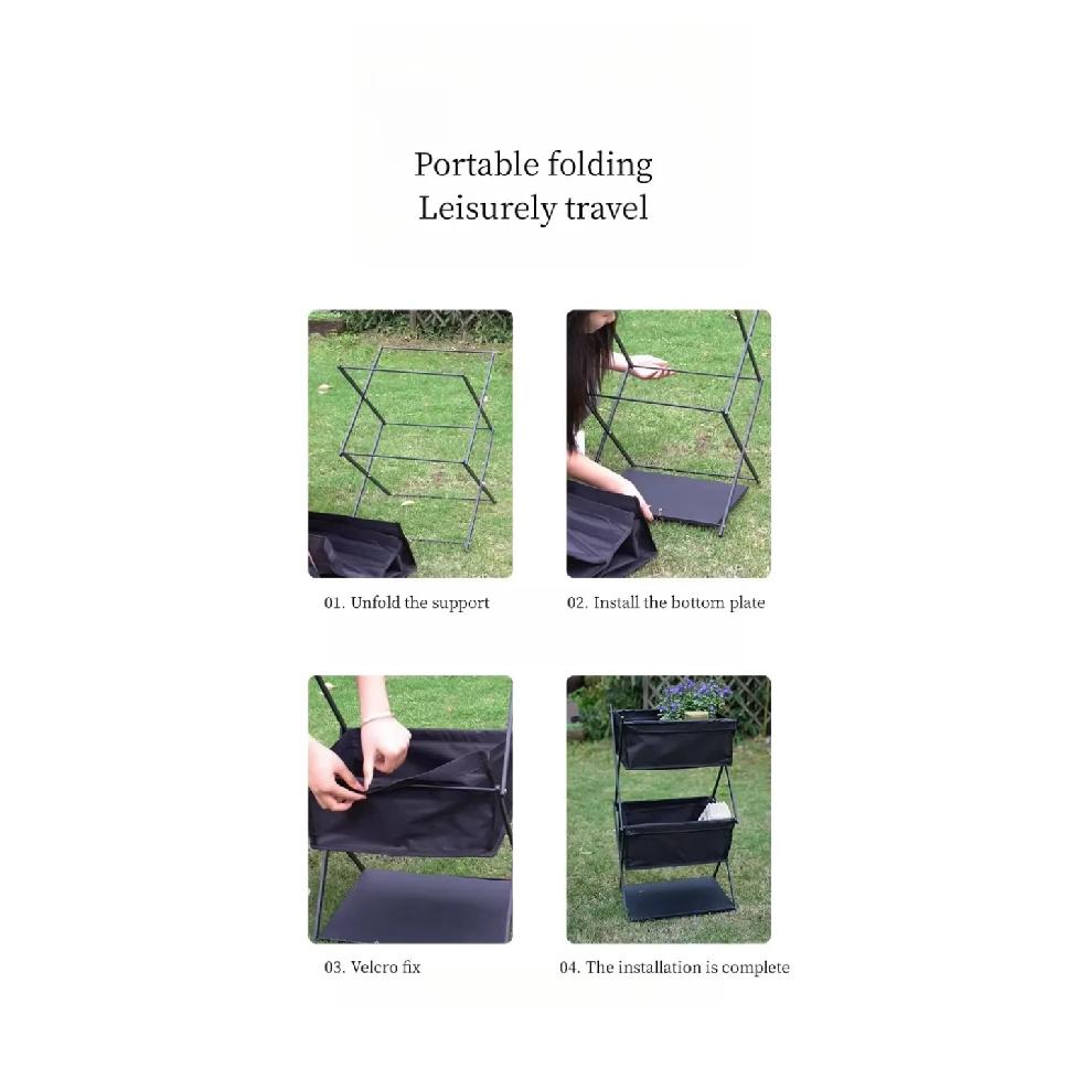 Camping 3level Folding Storage Rack Portable Picnic Grill Lightweight And Durable Large Capacity Storage Rack For Home Finishing