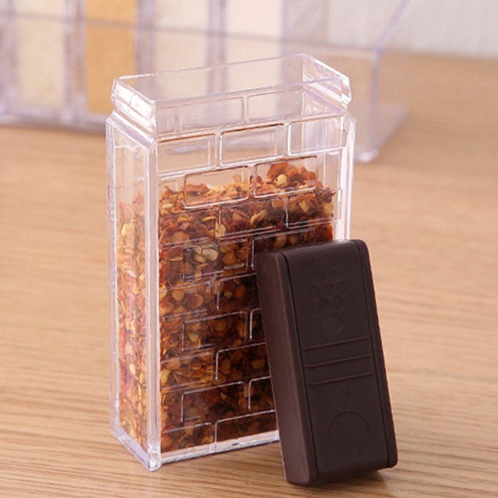 6Pcs/Set 6-in-1 Spices Container Set Double Opening Cover Plastic Seasoning Storage Box with Tray Creative Spice Canister Set