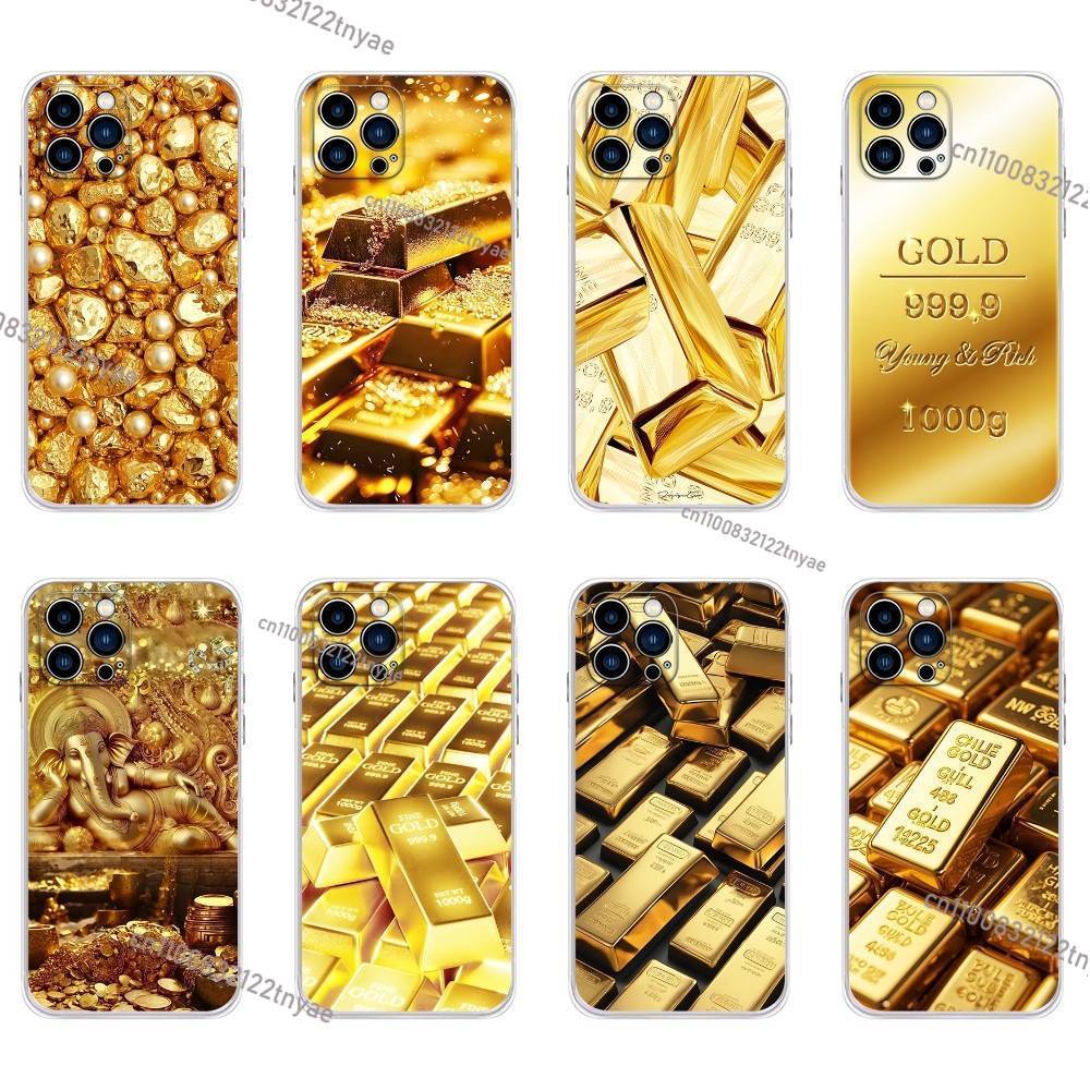 Money Gold Art Phone Case for iPhone 16,15,14,13,12,11 Pro,Max,17,Air,E,Mini Anti-Fingerprint Anti-Shock Rear Cover