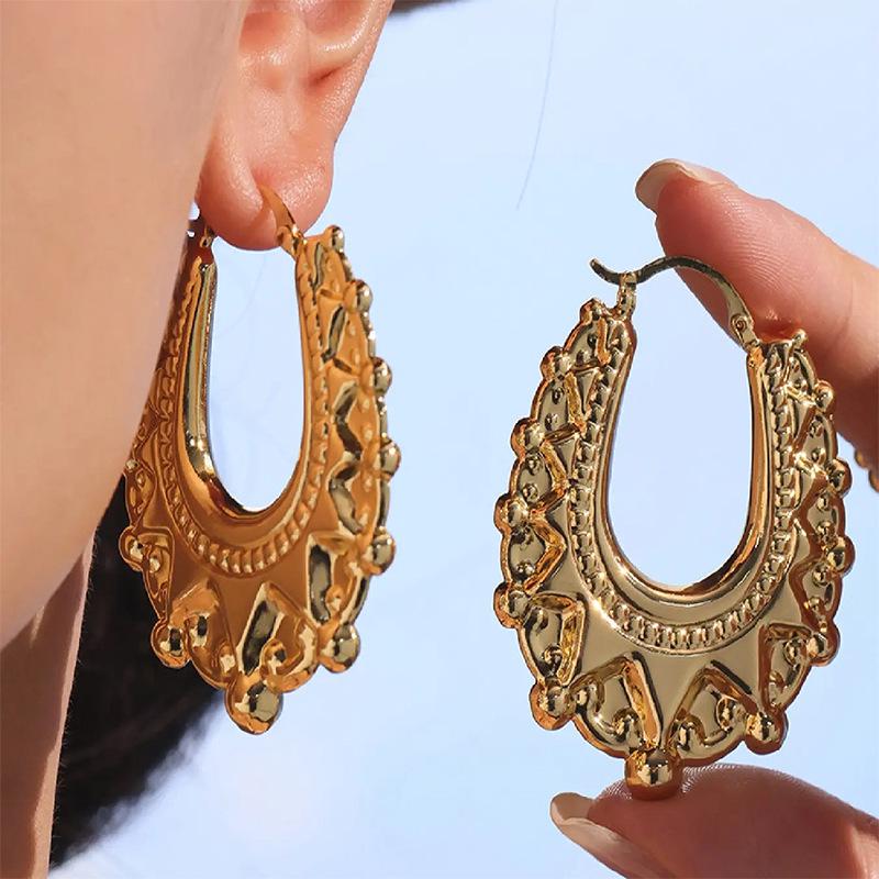 Vintage-Style European Textured Earrings: Popular and Versatile Fashion Accessory