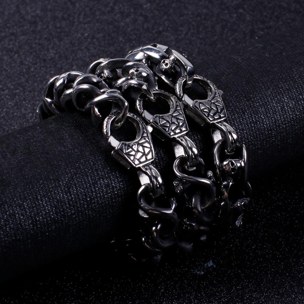 Kalen  Retro Stainless Steel Twisted Chain Bracelet for Men's Skull Punk Style Unique Bracelet Trendy Jewelry Chunky Accessories