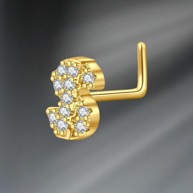 G23 Titanium L Shaped Nose Studs Hypoallergenic Gold Silver Plated Ultra-light Piercing Jewelry for All Day Comfort Wear