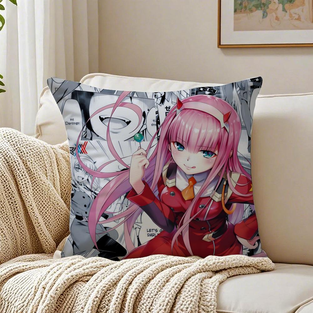 Anime Mecha 02 zero two DDARLING in the FFRANXX Cushion Cover Pillowcase Antidustmite living Room Sofa Decor Cushion Room