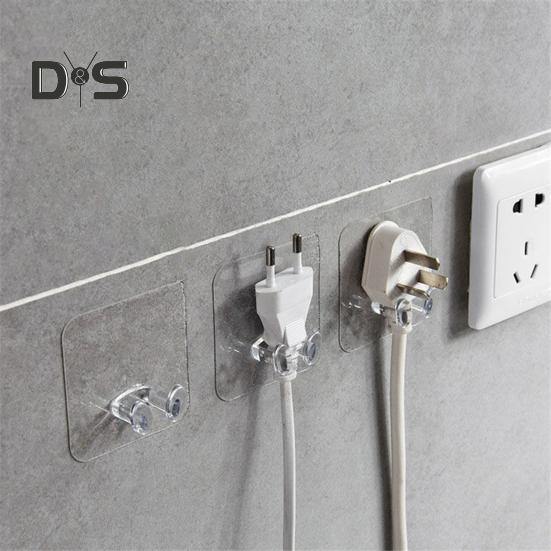 10/20 Peças Ganchos de Armazenamento de Parede Suporte de Cabo Transparentes Fácil de Instalar Adesivos Ganchos Cabide para Gerenciamento de Cabos