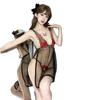 Sexy Pure Desire To Show Off the Chest Sex Clothes Transparent Mesh Suspender Skirt Rose Embroidery Sex Underwear War Robe