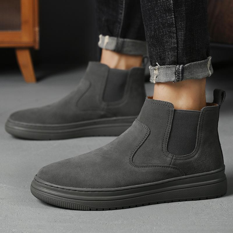 Autumn and Winter New Martin Boots Men's Medium and High-top Chelsea Short Boots Trendy Yellow Boots Men's Shoes Casual Tooling Boots