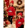 Girls' Christmas Truck Casual Comfortable Soft Loose Pullover Sweatshirt and Leggings 2-Piece Set, New Autumn/Winter, Playful, Sweet and Cool Style