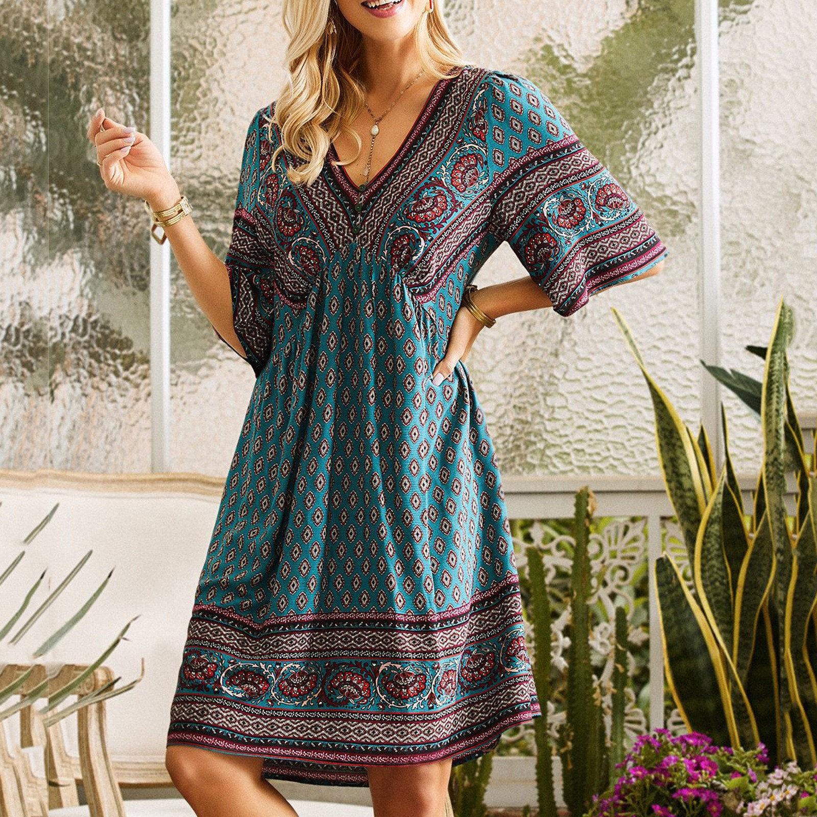 

Платья для женщин, повседневное летнее пляжное платье с коротким рукавом, платье трапециевидной формы, свободный сарафан L