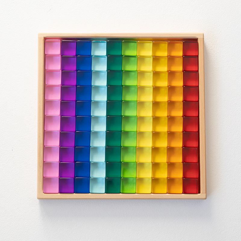 Transparent Rainbow 3D Building Blocks: Educational Acrylic Cubes for Children