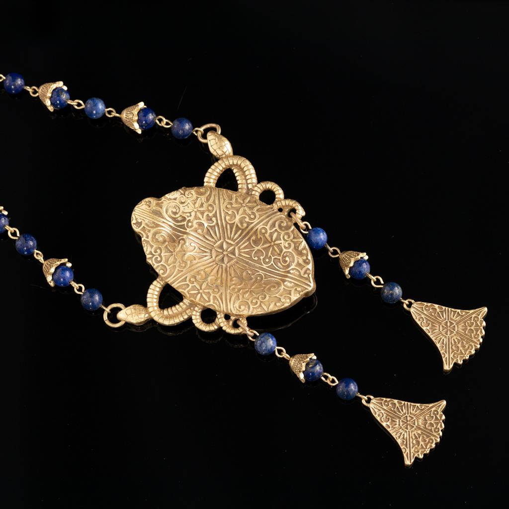 Phönixkrone Kupferlegierung Lapislazuli Halskette Krone Mazu Gotteshut Hu Xian Kaiserin Krone Muse Statue Zubehör