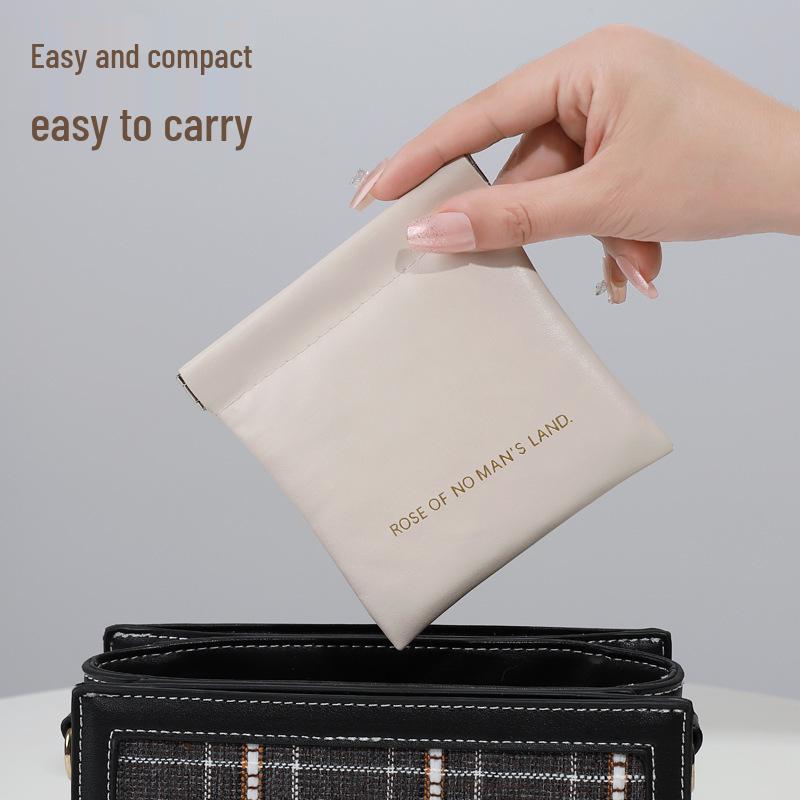 Compact PU Pouch: Spring Clip Closure for Earphones, Data Cables, Coins, or Lipstick Storage